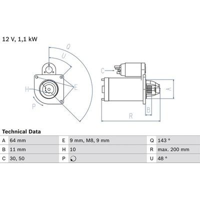 BOSCH 0 986 024 020 Startér (0986024020)