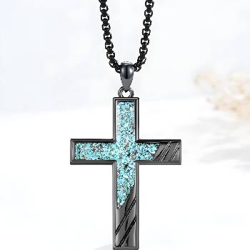 HARAHU Колие OC-38407 Cross - Синя / Черна KP38407 (OC-38407)