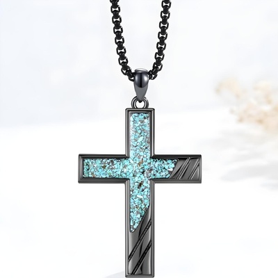 HARAHU Колие OC-38407 Cross - Синя / Черна KP38407 (OC-38407)