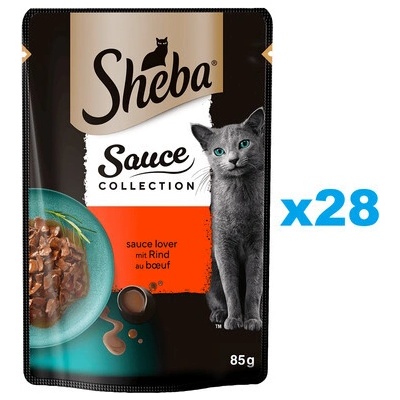 Sheba Sauce Collection Juicy Flavors kousky s hovězím masem v omáčce 28 x 85 g