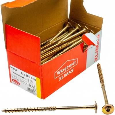 Klimas Wkret-Met TX 8x160mm - 25 ks - Skrutky / Vruty do dreva s tanierovou hlavou, WKCP