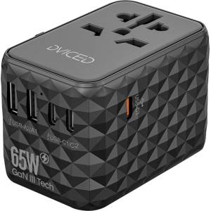 Dviced Универсален адаптер за пътуване 65W GaN черен от Dviced (DV240001)