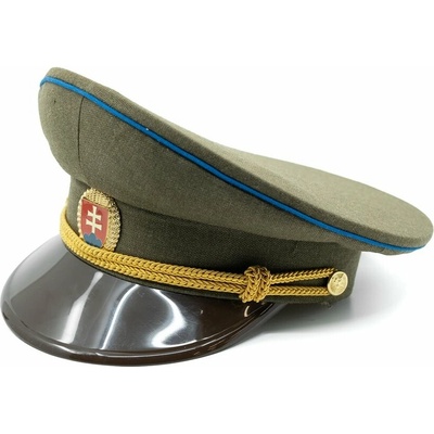 Brigadýrka důstojnická SK zlatý odznak, kšilt plast, modrá linka ZELENÁ vel. 52