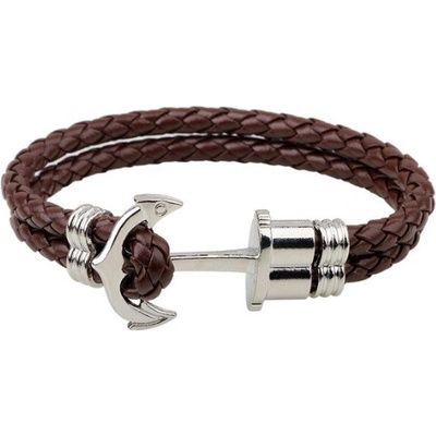 Amparo Miranda Miranda Kožený náramok s kotvou NK30161 hnedý