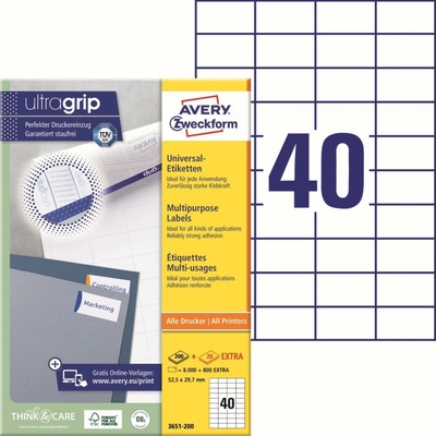 Avery Zweckform 3651-200 Samolepící etikety 52,5x29,7mm 8800 ks bílá