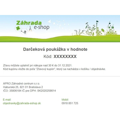 Darčeková poukážka v hodnote
