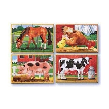 Melissa & Doug Дървен пъзел 4 в 1 Животни от Фермата Melissa and Doug, 000772137935
