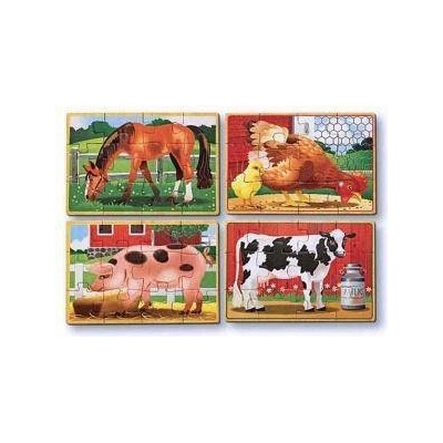 Melissa & Doug Дървен пъзел 4 в 1 Животни от Фермата Melissa and Doug, 000772137935