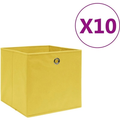 VidaXL Úložné boxy 10 ks netkaná textilie 28 x 28 x 28 cm žluté