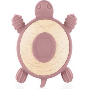 Zopa Silicone Wooden Teether Turtle гризалка 0 m+ Old Pink