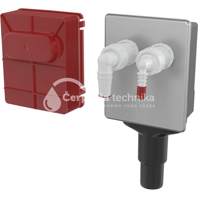 Alcadrain Sifón práčkový podomietkový pre napojenie dvoch spotrebičov, nerez DN40 a DN50 APS6 -