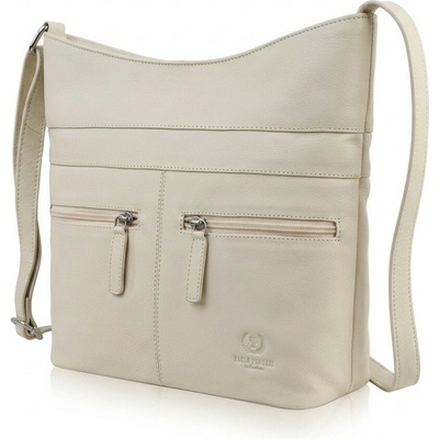 Smotanová dámska kožená crossbody kabelka Almira