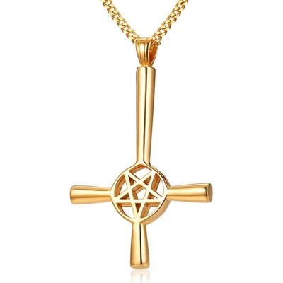 Steel Edge Prívesok satanský kríž chirurgická oceľ JCFPN1127Zlata