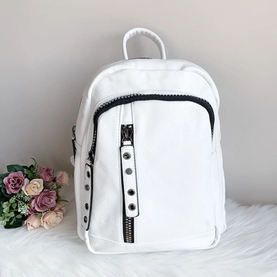 Бяла кожена раница модел- s38010