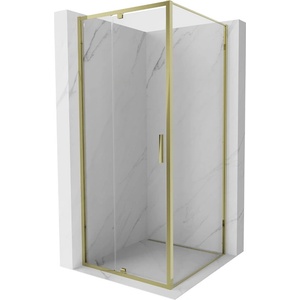 Mexen Exo-R разтегателна душ кабина 120 x 120 см, прозрачна, златиста (819-120-120-50-00)