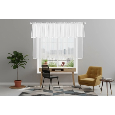 Dekorační krátká záclona s ozdobným volánem se zirkony s řasící páskou NINA bílá 300x130 cm MyBestHome