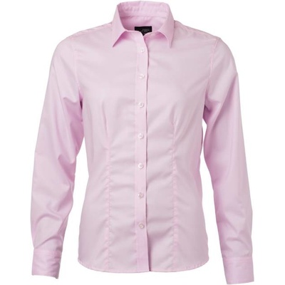 James & Nicholson JN 681 dámska keprová košeľa s dlhým rukávom light pink
