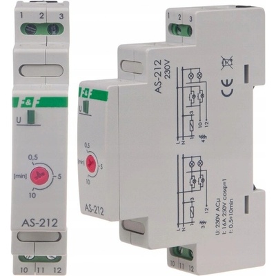 Schodišťový automat vypínač AS-212 montáž na DIN lištu 35mm 230V 16A F&F