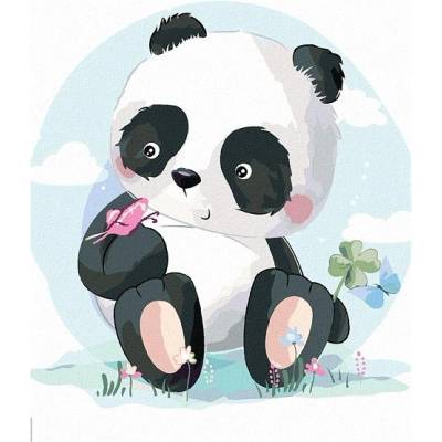 zuty Malování Podle Čísel Panda S Motýlkem 80 x 100 Cm Plátno