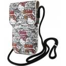 Hello Kitty Leather Tags Graffiti Phone Bag Beige