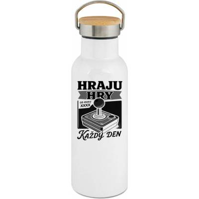 123TRIKO termoska Hraju hry každý den, doplňte ročňík, černý tisk 500 ml