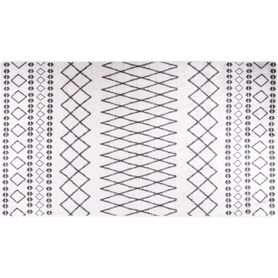 Килим, миещ се, 190x300 см, черно и бяло, противоплъзгащ