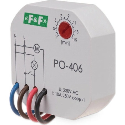 PO-406 - Doběhové (ventilátorové) časové relé, 230V, 10A, 1x NO