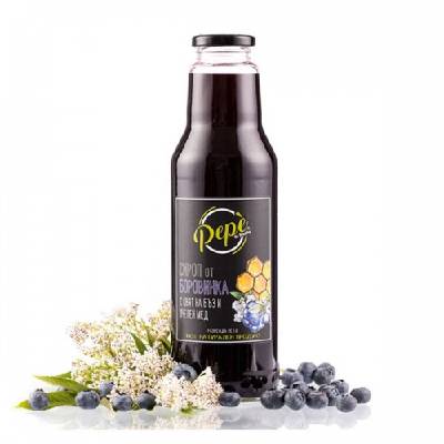 Сироп от боровинки с цвят на бъз и пчелен мед Pepe 750мл