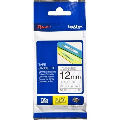 Páska Brother 12mm TZEM31 , čierna na priehľadnú
