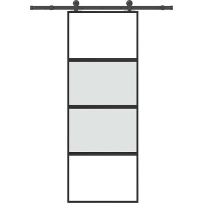 vidaXL Плъзгаща се врата с обков 76x205 см Закалено стъкло&Алуминий (3332995)
