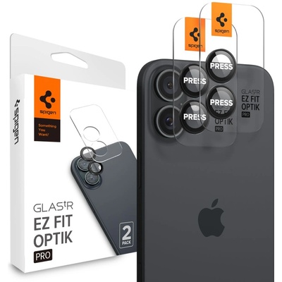Spigen Протектор за камера за iPhone 16 / iPhone 16 Plus (комплект 2) - Spigen Glas. tR Optik EZ Fit Pro - черно