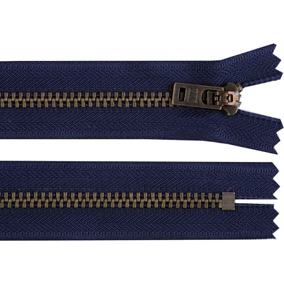 Prima-obchod Kovový zip YKK No 5 délka 18 cm staromosazný (jeansový), barva 919 modrá tmavá staromosaz