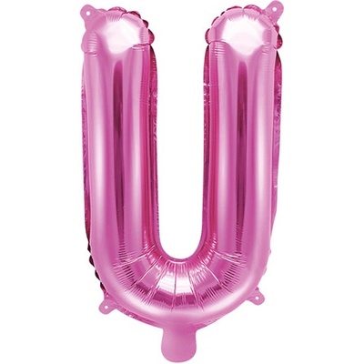 PartyDeco Fóliový balón Mini Písmeno U 35 cm ružový