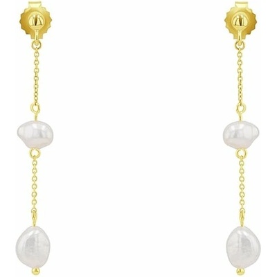 Eppi Strieborné visiace náušnice s perlami Pouly E46712