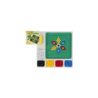 Mozaika kuličková s pinzetou malá 250 ks plast 12x12cm v krabičce