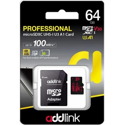 addlink microSDXC 64GB C10/UHS-I/V30/U3 AD64GBMSXU3A