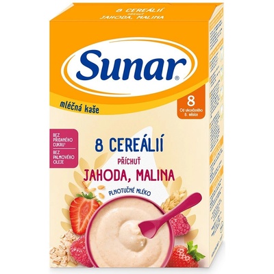 Sunar mléčná kaše 8 cereálií jahoda malina 210 g – Zboží Mobilmania