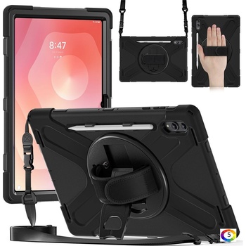 Samsung Удароустойчив калъф със задна част от PC и Лента през рамо за Samsung Galaxy Tab S11 Ultra | 360° ротация | Протектор|5 цвята