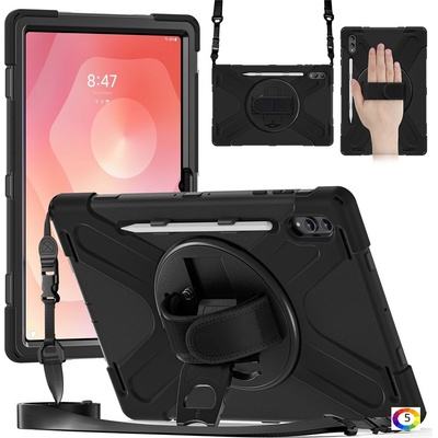 Samsung Удароустойчив калъф със задна част от PC и Лента през рамо за Samsung Galaxy Tab S11 Ultra | 360° ротация | Протектор|5 цвята