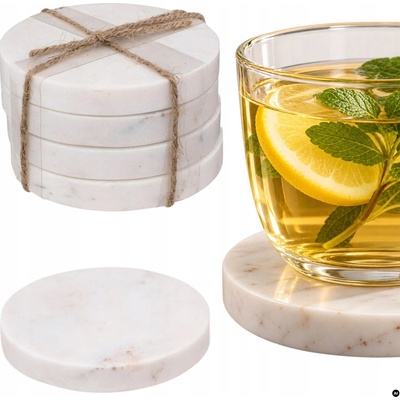 Secret de Gourmet Podtácky pod hrnky MARBLE 10cm 4ks bílé