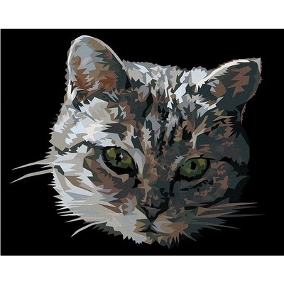 zuty Malování Podle Čísel Šedá Kočka Portrét 80 x 100 Cm Plátno Rám