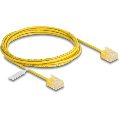 Delock RJ45 мрежов кабел Cat. 6 UTP ултратънък 2 m жълт с къси конектори