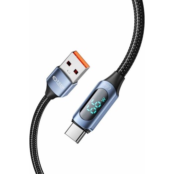 Tech-Protect Здрав кабел с въжена оплетка с бързо зареждане за устройства с USB-C порт (100 см) - Tech-Protect UltraBoost USB-A to USB-C Cable with LED Display 66W (син) (THP2587)