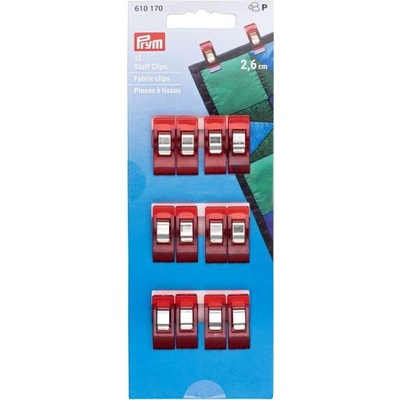 Prym Klipy na látku Prym, 2,6 cm, 12 ks, červené