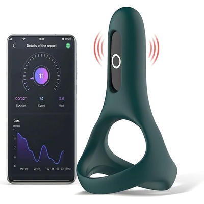 Magic Motion Rise - умен, акум. вибриращ пръстен за пенис (зелен)