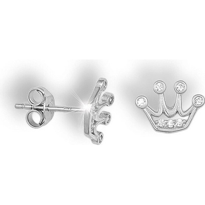 Gemmax Zlaté bílé náušnice Korunka GBEWB-06191