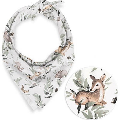 Biante Dětský bavlněný šátek Sandra SA-455 Koloušci zajíčci a veverky na bílém – Sleviste.cz