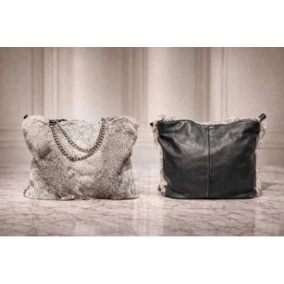 Max Original Leather Dámska kožušinová kabelka rex silver