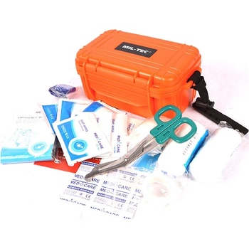 Mil-Tec Camping lékárnička v plastovém vodotěsném boxu oranžová