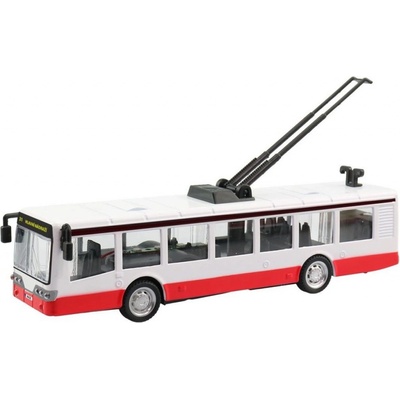 Made Trolejbus kovový na zpětný chod se světlem a zvukem 16cm